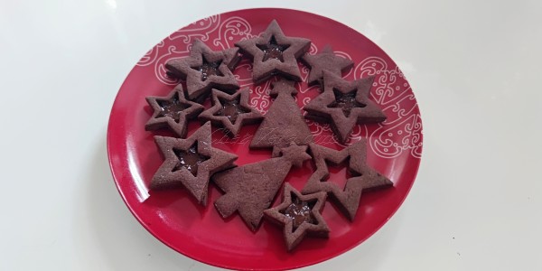 Chocolate Linzer Cookies with Jam
