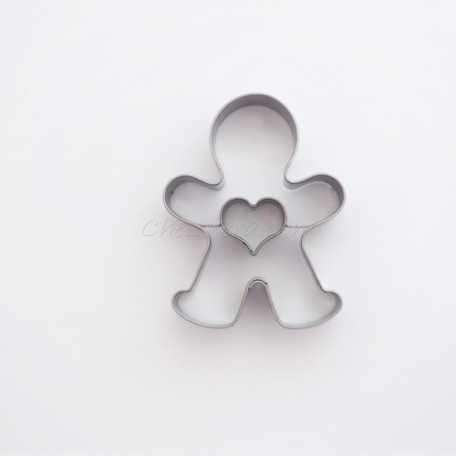 Linzer Cookie Cutter – Gingerbread Man with Heart